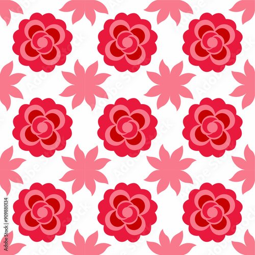 Seamless floral pattern vector with delicate blossoms and leaves, perfect for fabric design.