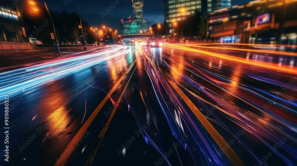 Naklejka premium Cityscape Night Lights