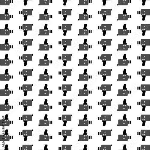 Seamless pattern with old fashioned video camera. Video camera seamless pattern videographer vector, gift, press, wrapping paper tile background.