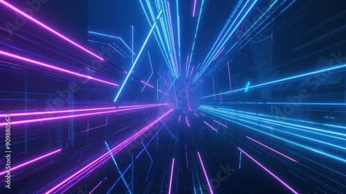 Neon Lines in Digital Space