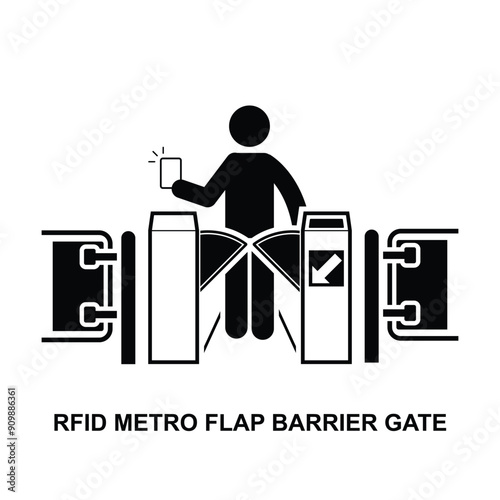 RFID metro flap barrier gate isolated on background vector illustration.