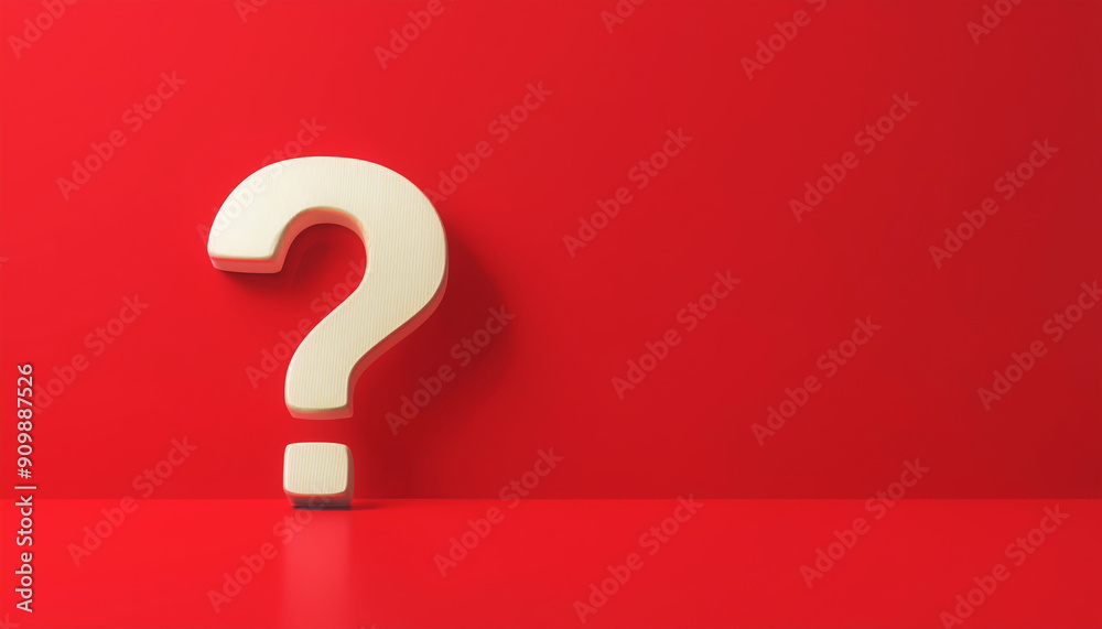 An intriguing question mark on a vibrant red background, symbolizing curiosity and inquiry in a bold visual statement. An intriguing question mark on a vibrant red background, symbolizing curiosity and inquiry in a bold visual statement.