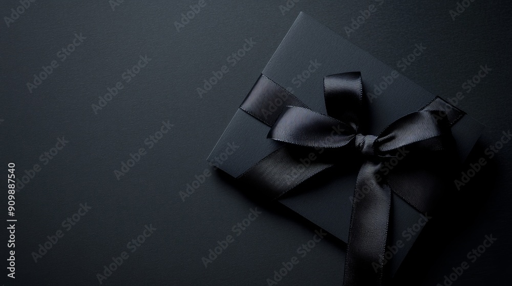 Beautiful banner with black gifts and a black bow with space for an inscription. Beautiful banner with black gifts and a black bow with space for an inscription.
