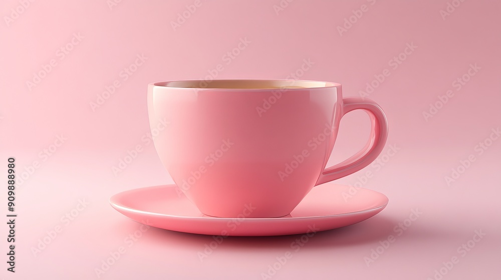Banner with pink cup with copyspace for writing on one side