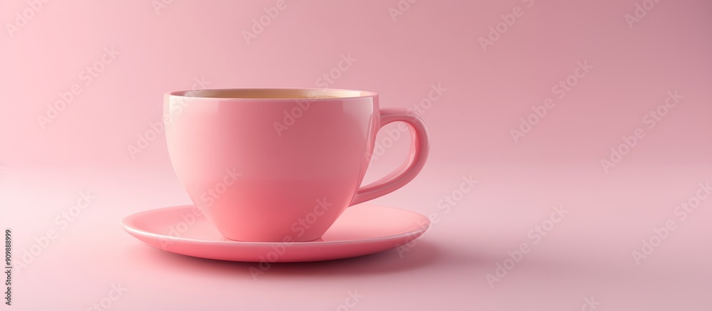 Banner with pink cup with copyspace for writing on one side Banner with pink cup with copyspace for writing on one side