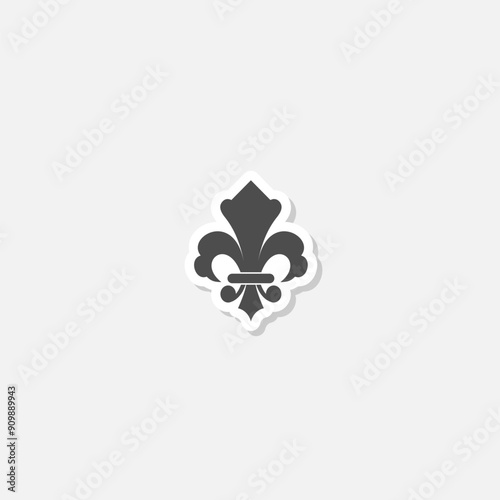 Fleur de lis icon sticker isolated on gray background