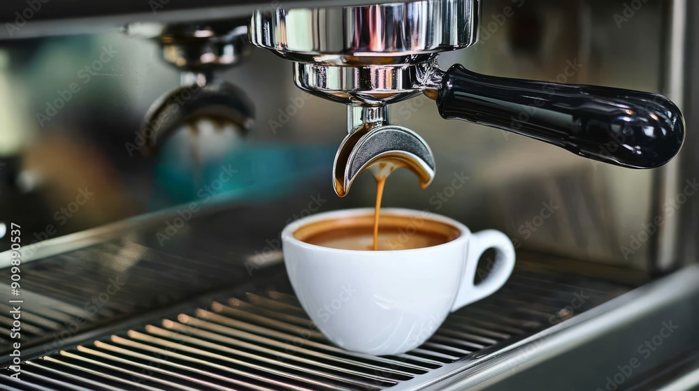 coffee machine makes espresso in cafe coffee machine makes espresso in cafe