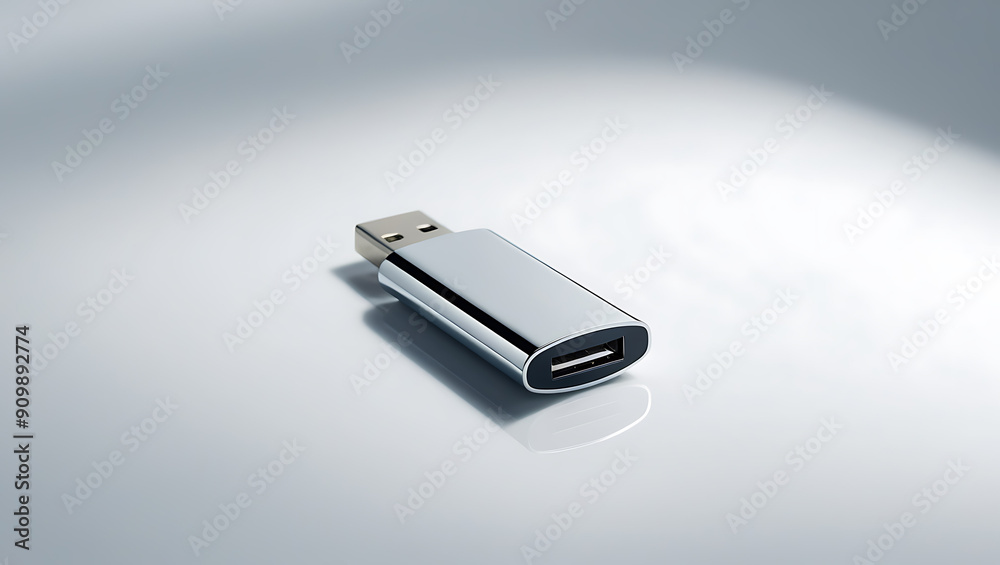 An isolated blank USB device with a sleek, modern design, displayed against a plain background to highlight its potential for branding. An isolated blank USB device with a sleek, modern design, displayed against a plain background to highlight its potential for branding.