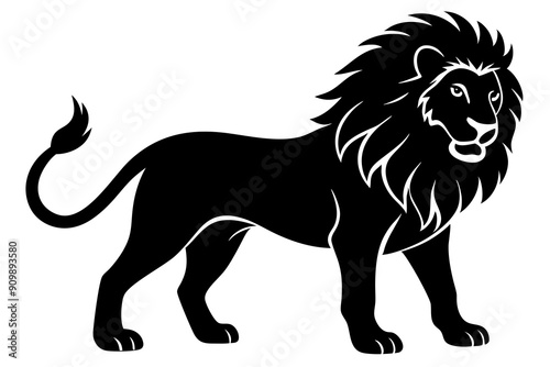 A ferocious lion vectoe art in white background illustration.