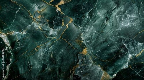 Wallpaper Mural A dark green marble countertop with gold vein background Torontodigital.ca