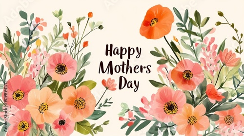 Amazingly beautiful banner postcard with flowers with the inscription Happy Mother's Day. Happy Mother's Day celebration.