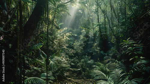 The wilderness of the jungle which appears as the result of unchecked and untamed growth. Generative AI.