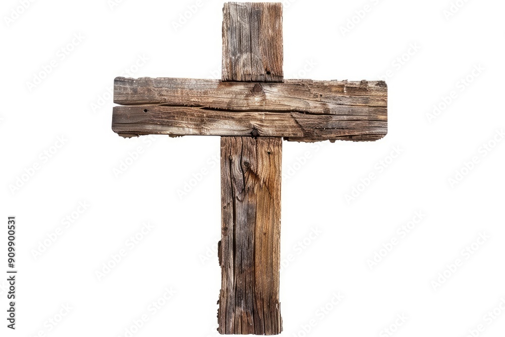 Old wooden cross cut out , ai Old wooden cross cut out , ai