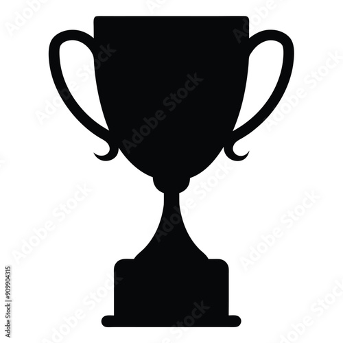 Black silhouette icon of a trophy with a simple, clean design.