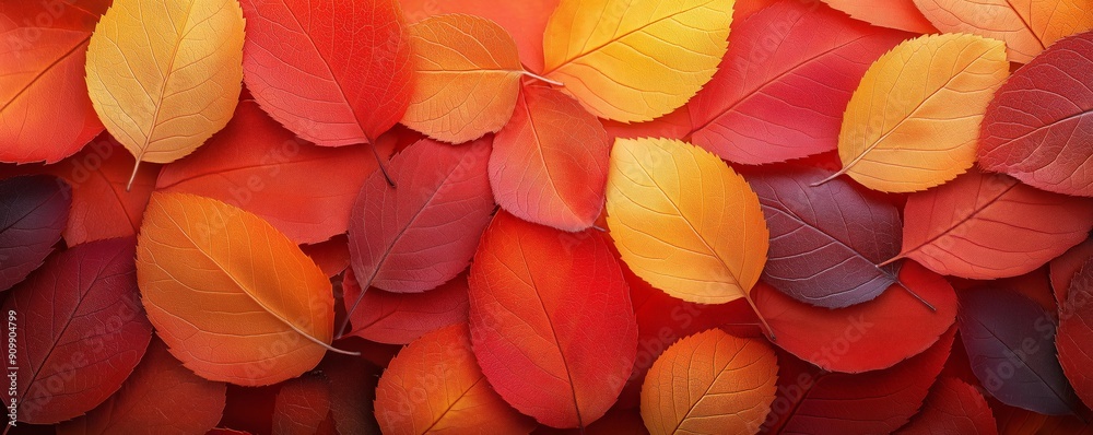 Vibrant Orange and Red Autumn Leaves, Close-up, Seasonal Nature Background Vibrant Orange and Red Autumn Leaves, Close-up, Seasonal Nature Background