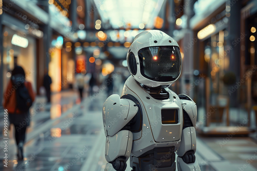 Generative AI creative picture Robot cyborg in activities of daily life routine living together with people Generative AI creative picture Robot cyborg in activities of daily life routine living together with people