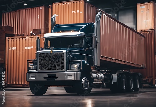 truck transport loading waiting merchandise export trucking transportation container concept freight industry industrial lorry logistic draught-horse car cart carry