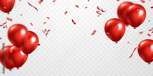 Beautiful red balloon background for party celebration. Vector illustration