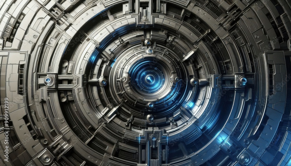 abstract futuristic tunnel like a steel lock abstract futuristic tunnel like a steel lock