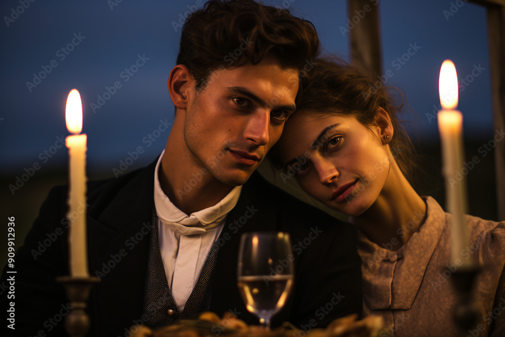 Φωτογραφία Generative AI portrait picture of happy young couple beautiful tourists enjoying