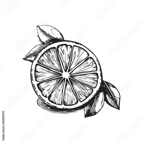 Lemon vector design isolated on white background - black and white lemon