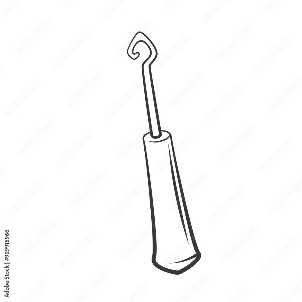 Crochet hook line icon. Hand drawn retro metal needle with hook and handle, tool for needlework, crochet. Knitting, crocheting mascot, outline handicraft equipment icon vector illustration Crochet hook line icon. Hand drawn retro metal needle with hook and handle, tool for needlework, crochet. Knitting, crocheting mascot, outline handicraft equipment icon vector illustration