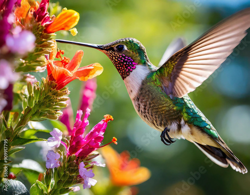 hummingbird and flower