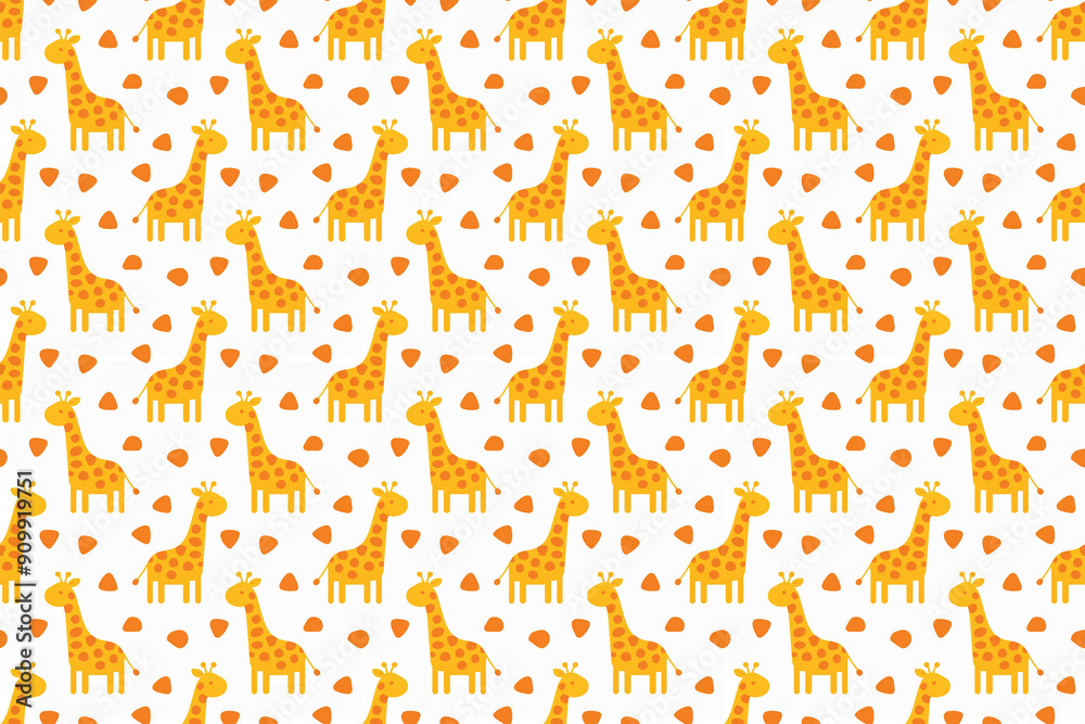 かわいいキリンのシームレスパターン背景イラスト かわいいキリンのシームレスパターン背景イラスト