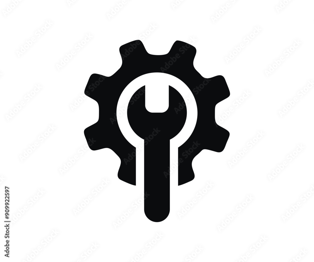 Fix service tools icon. Repair instruments, simple icon. Wheel cogwheel vector design and illustration. 