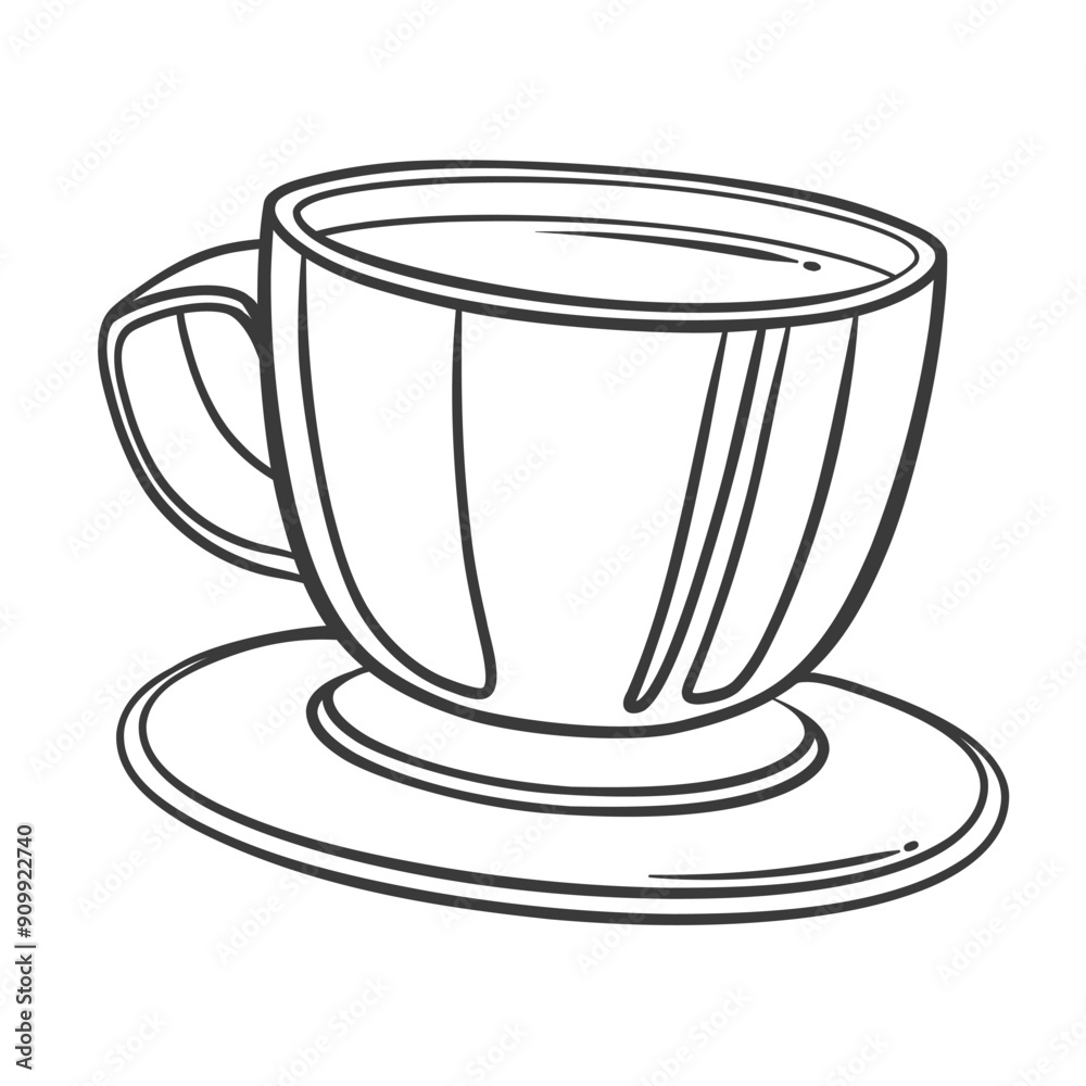 Coffee cup line icon. Hand drawn retro espresso glass mug and saucer, latte and cappuccino serve. Coffee break, breakfast mascot, outline side view of aroma morning drink icon vector illustration Coffee cup line icon. Hand drawn retro espresso glass mug and saucer, latte and cappuccino serve. Coffee break, breakfast mascot, outline side view of aroma morning drink icon vector illustration