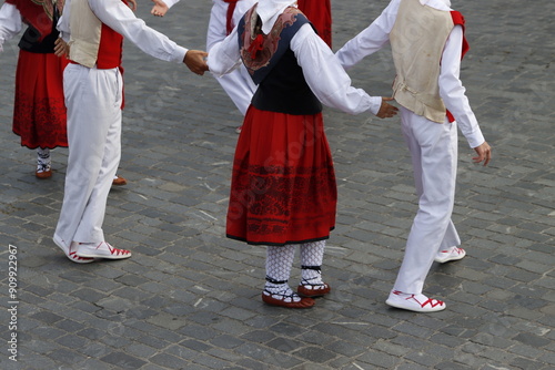 Basque folk dance festival in the old town of Bilbao