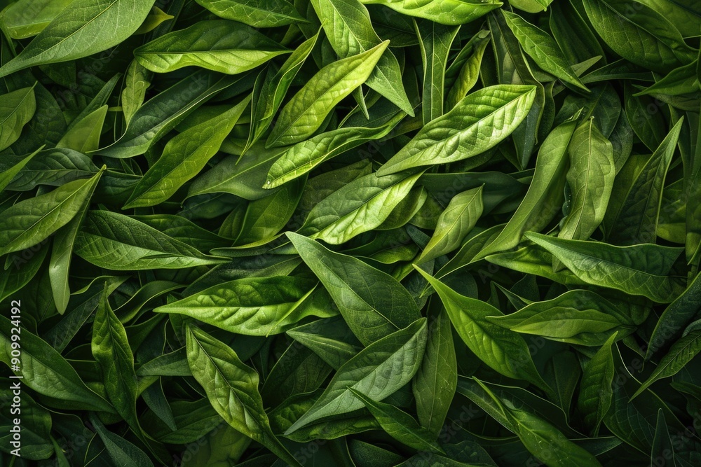 A close-up view of a group of green leaves A close-up view of a group of green leaves