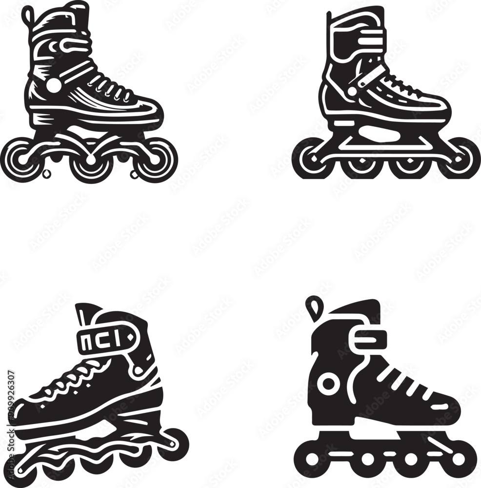 Photography Rollerblade silhouette isolated on white background