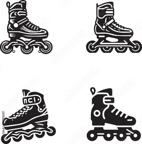  Rollerblade silhouette isolated on white background