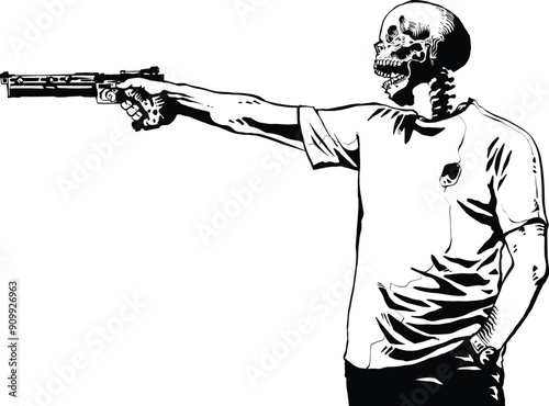 Skull man shooter in Olympics game art meme