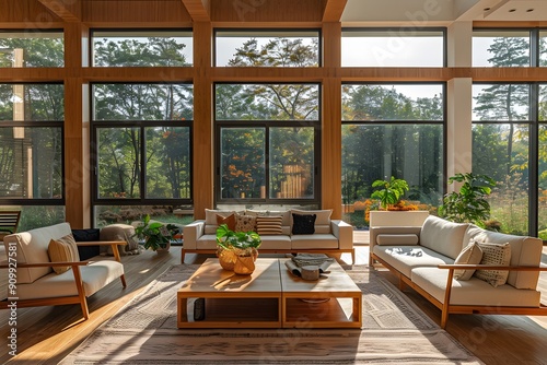 Modern Living Room with Abundant Natural Light and Cozy Decor
