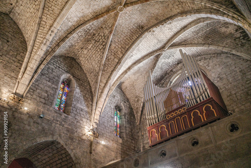 Figueres, Spain - 3 Aug, 2024: Interior of the Esglesia de Sant Pere (St Peter's Church), Figueres, Catalonia photo