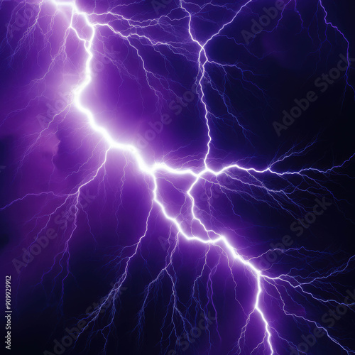 Wallpaper Mural Purple Lightning Strike: A mesmerizing, electric purple lightning strike illuminates the dark sky, radiating energy and power. It's a captivating display of nature's raw force.  Torontodigital.ca