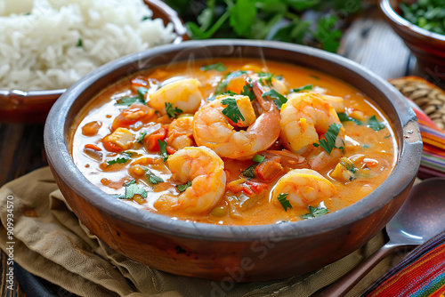 Delicious Brazilian Moqueca with Shrimp and Fish photo