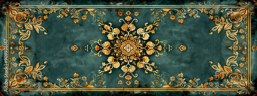 Women's digital scarf design for digital prints, Elegant Persian Floral Carpet Design.