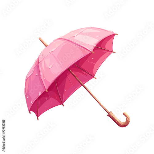 Pink umbrella isolated on white background vector illustration