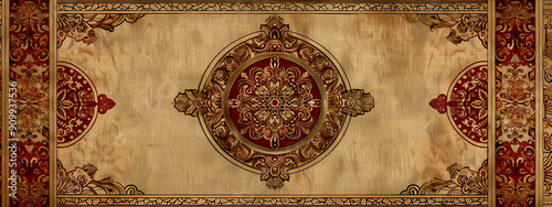 Women's digital scarf design for digital prints, Elegant Persian Floral Carpet Design.