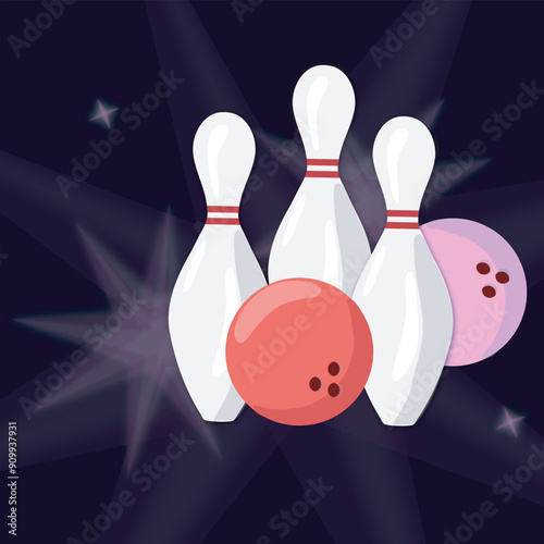 Bowling objects/symbols: perfect for bowling party, vector graphics