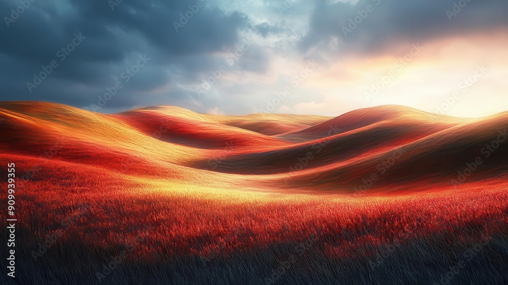 An artistic landscape photo with unique lighting setup and digital enhancements An artistic landscape photo with unique lighting setup and digital enhancements