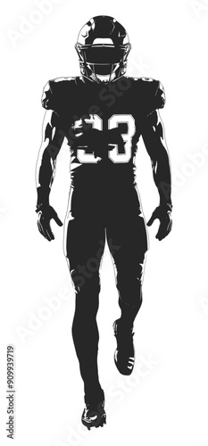 Silhouette of a walking American football player