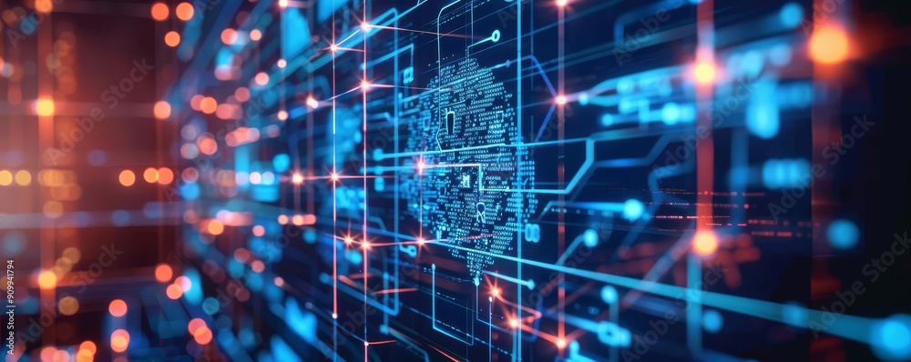AI-driven cybersecurity measures visualized, data protection, technology AI-driven cybersecurity measures visualized, data protection, technology