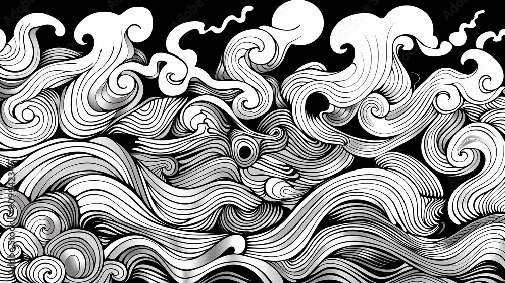 Abstract Black and White Psychedelic Pattern Abstract Black and White Psychedelic Pattern