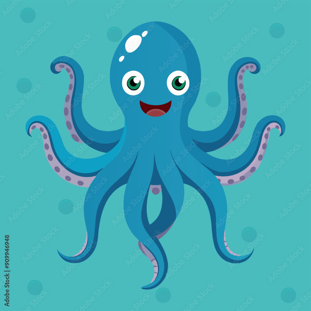 Cute smiling octopus isolated. Funny underwater pink animal with eight tentacles. Childish character. Cute baby octopus flat cartoon vector. Cute smiling octopus isolated. Funny underwater pink animal with eight tentacles. Childish character. Cute baby octopus flat cartoon vector.