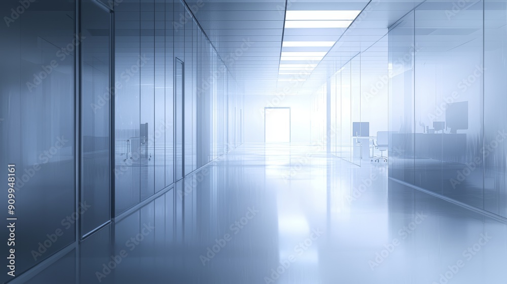 Bright Modern Office Space with Happy Worker in Professional Environment, Reflective Glass Walls, and Natural Light Bright Modern Office Space with Happy Worker in Professional Environment, Reflective Glass Walls, and Natural Light