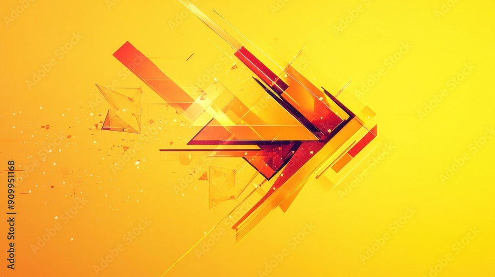 Vibrant Geometric Arrow Abstract on Yellow Background Vibrant Geometric Arrow Abstract on Yellow Background
